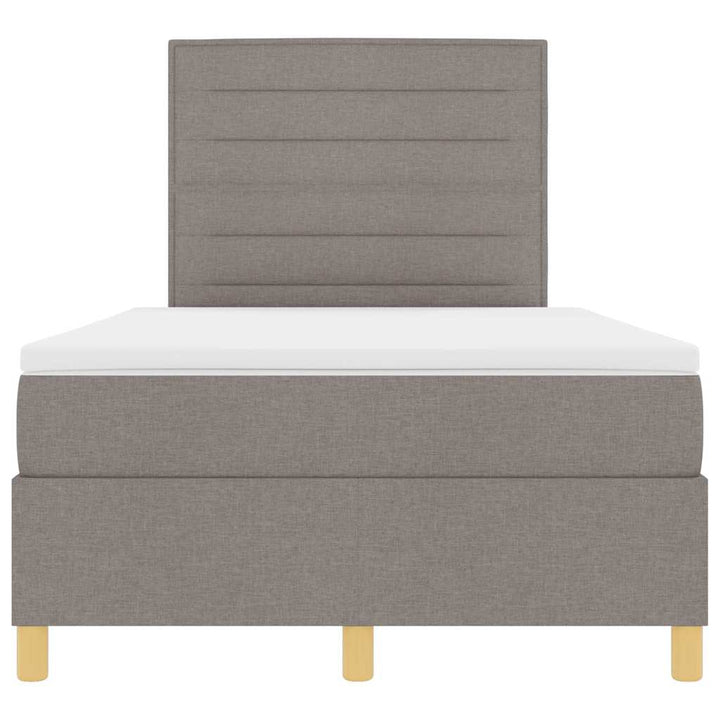 Bäddfjäder Med Madrass Med Huvudgavel Taupe 120 X 190 Cm Tyg