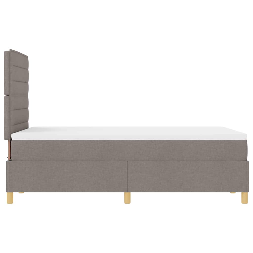 Bäddfjäder Med Madrass Med Huvudgavel Taupe 120 X 190 Cm Tyg