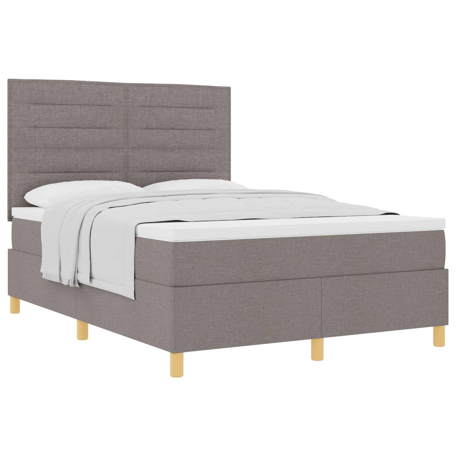 Bäddfjäder Med Madrass Med Huvudgavel Taupe 140 X 190 Cm Tyg
