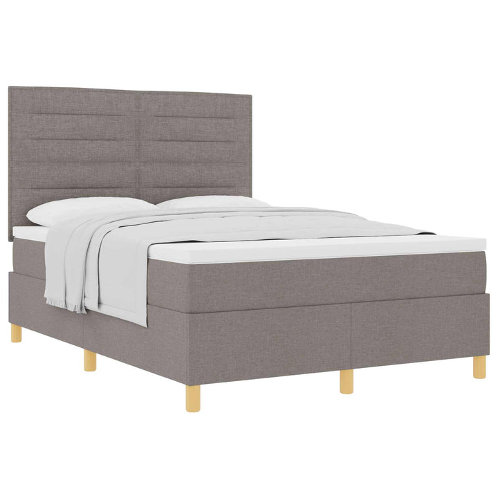 Bäddfjäder Med Madrass Med Huvudgavel Taupe 140 X 190 Cm Tyg