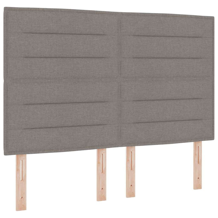 Bäddfjäder Med Madrass Med Huvudgavel Taupe 140 X 190 Cm Tyg