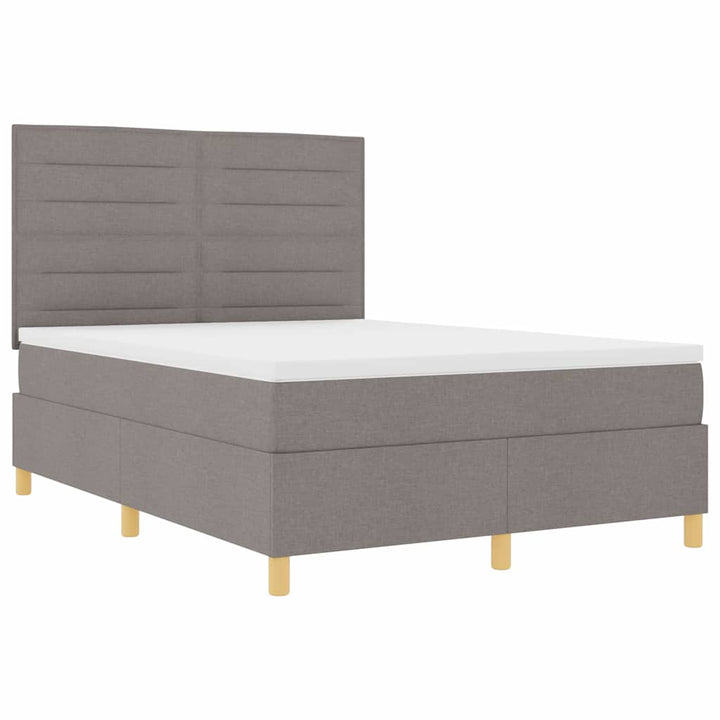 Bäddfjäder Med Madrass Med Huvudgavel Taupe 140 X 190 Cm Tyg