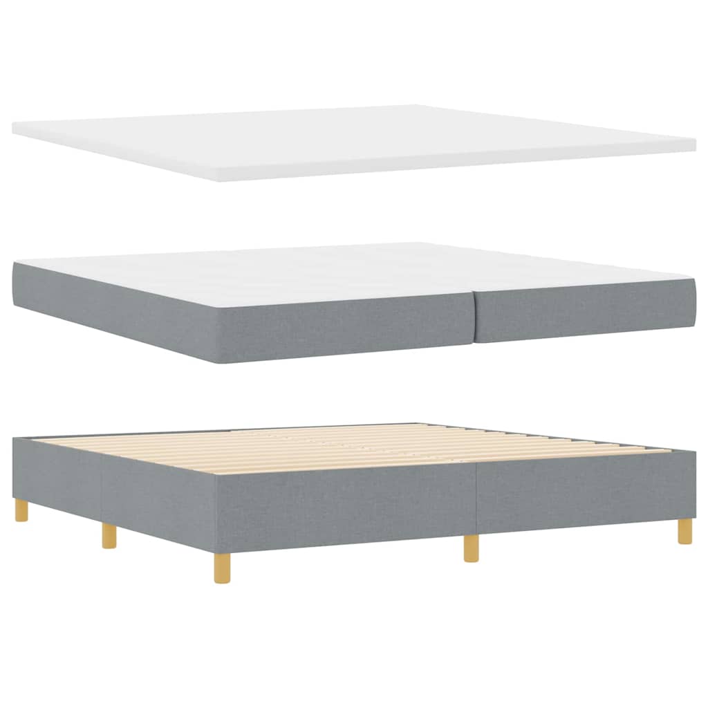 Bäddfjäder Med Madrass Med Huvudgavel Ljusgrå 200 X 200 Cm Tyg