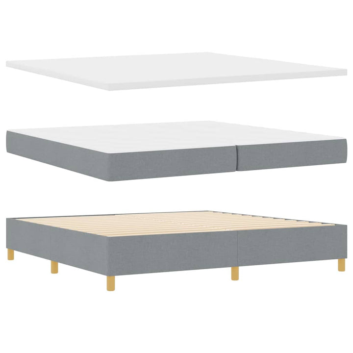 Bäddfjäder Med Madrass Med Huvudgavel Ljusgrå 200 X 200 Cm Tyg