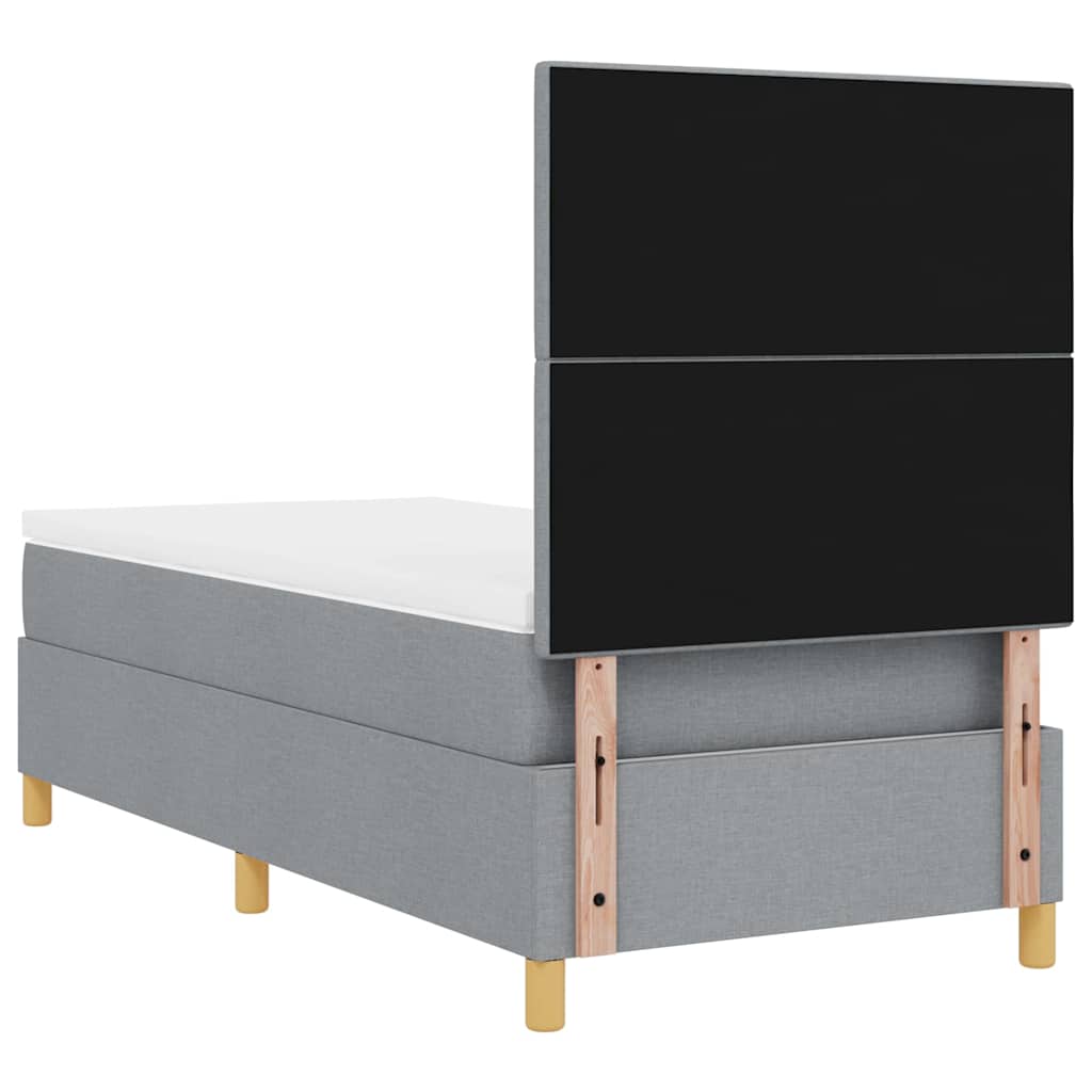 Bäddfjäder Med Madrass Med Huvudgavel Ljusgrå 80 X 200 Cm Tyg