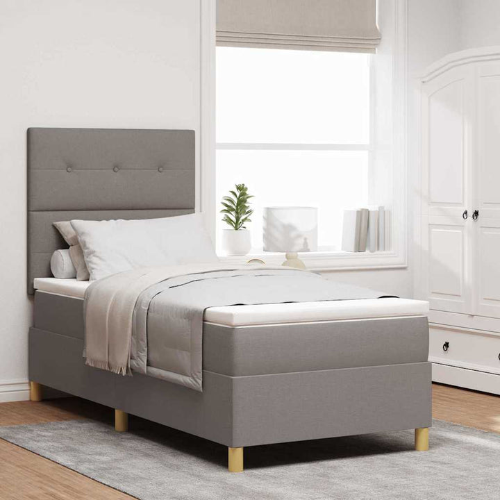Bäddfjäder Med Huvudgavel Taupe 90 X 200 Cm Tyg