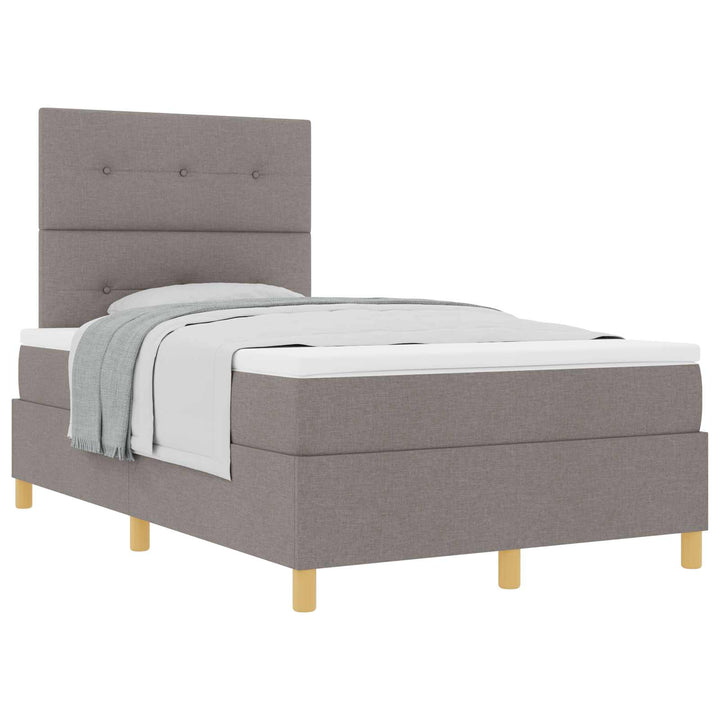 Bäddfjäder Med Madrass Med Huvudgavel Taupe 120 X 190 Cm Tyg