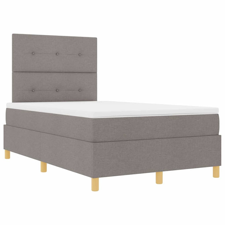 Bäddfjäder Med Madrass Med Huvudgavel Taupe 120 X 190 Cm Tyg