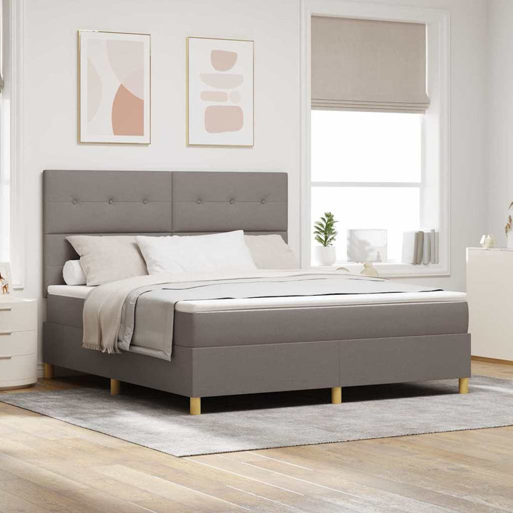 Bäddfjäder Med Huvudgavel Taupe 180 X 200 Cm Tyg