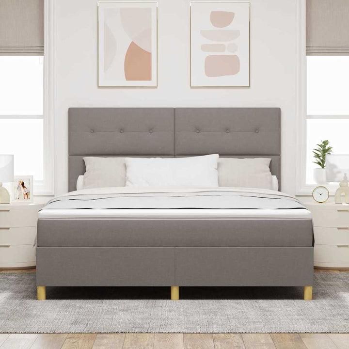 Bäddfjäder Med Huvudgavel Taupe 180 X 200 Cm Tyg