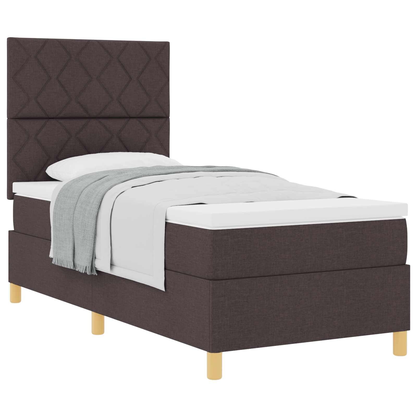 Bäddfjäder Med Madrass Med Huvudgavel Mörkbrun 100 X 200 Cm Tyg