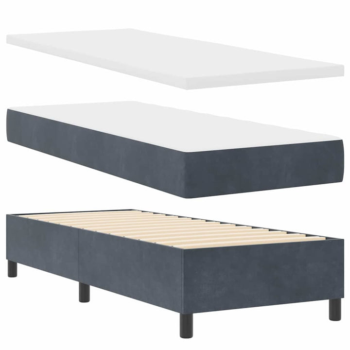 Bäddfjäder Med Madrass Mörkgrå 80 X 200 Cm Sammet