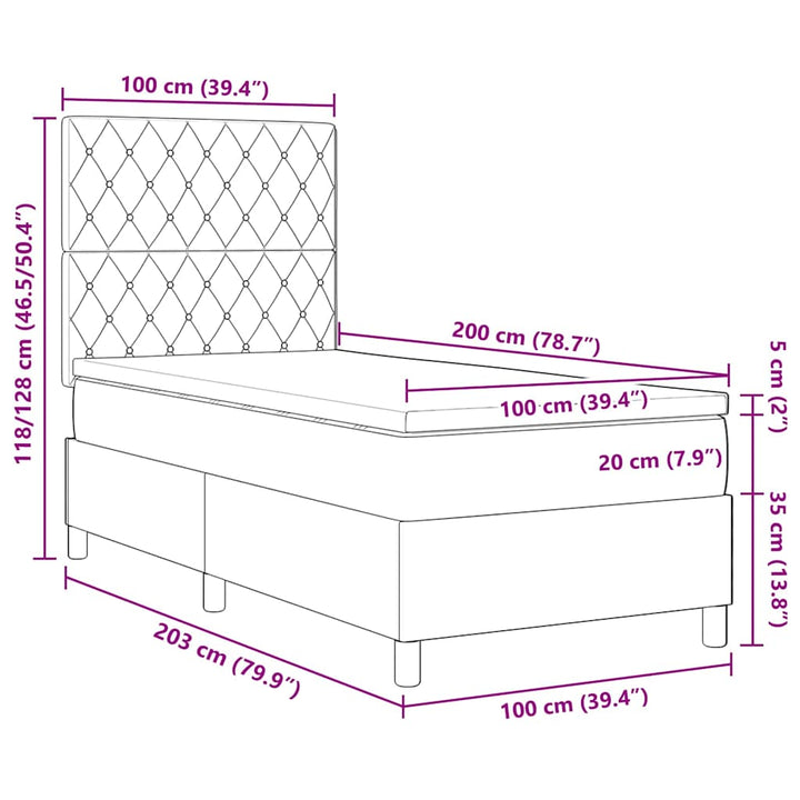 Bäddfjäder Med Madrass Ljusgrå 100 X 200 Cm Sammet