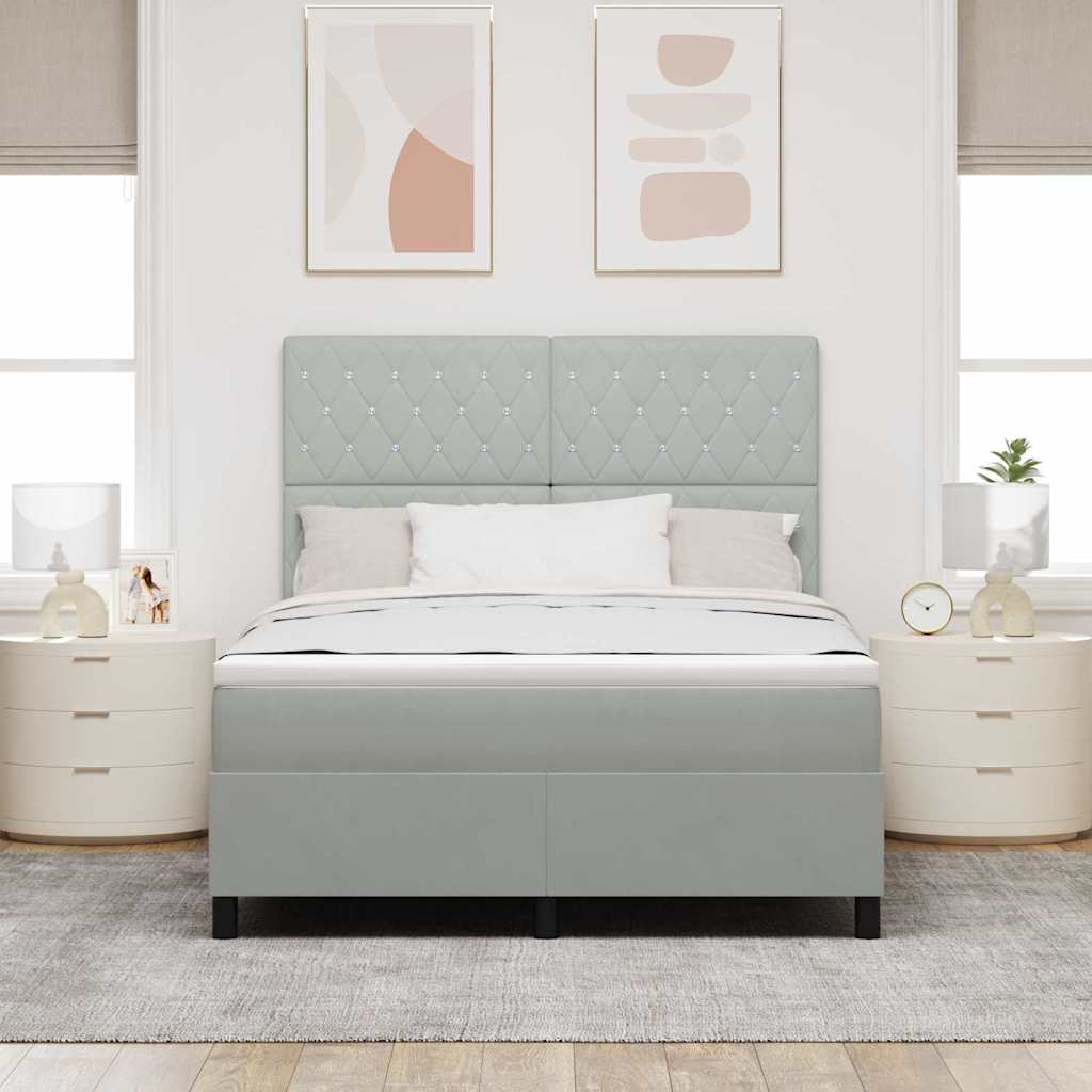 Bäddfjäder Med Madrass Ljusgrå 140 X 200 Cm Sammet