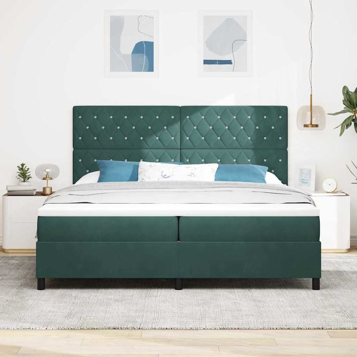 Bäddfjäder Med Madrass Mörkgrön 200 X 200 Cm Sammet