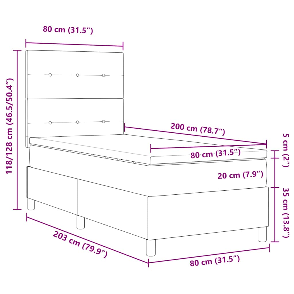 Bäddfjäder Med Madrass Mörkgrå 80 X 200 Cm Sammet