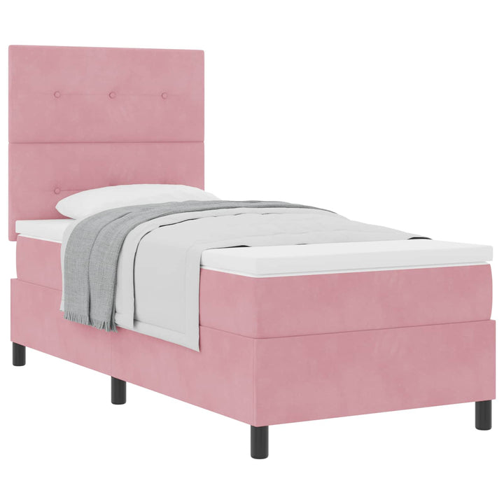 Bäddfjäder Med Huvudgavel Rosa 100 X 200 Cm Sammet