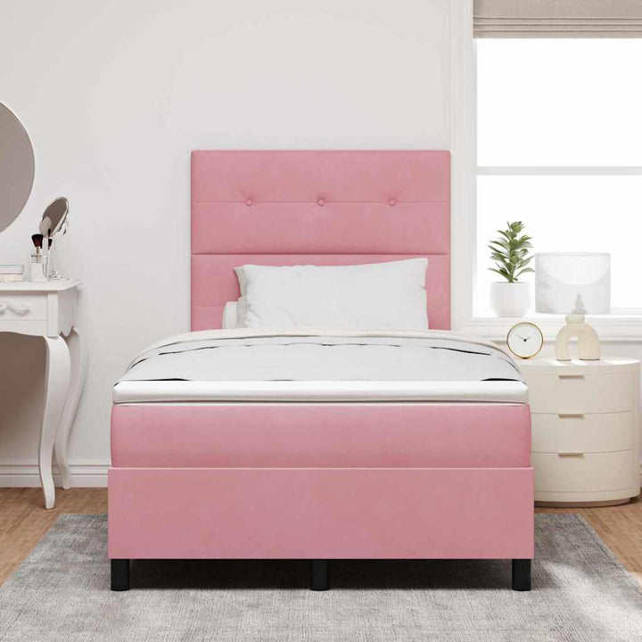Bäddfjäder Med Huvudgavel Rosa 120 X 200 Cm Sammet