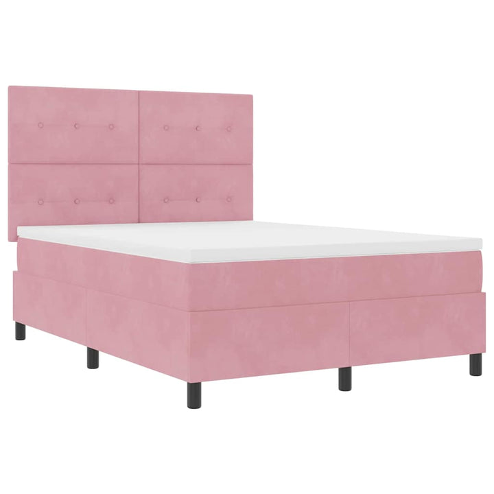 Bäddfjäder Med Huvudgavel Rosa 140 X 200 Cm Sammet