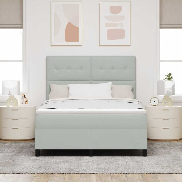 Bäddfjäder Med Huvudgavel Ljusgrå 160 X 200 Cm Sammet