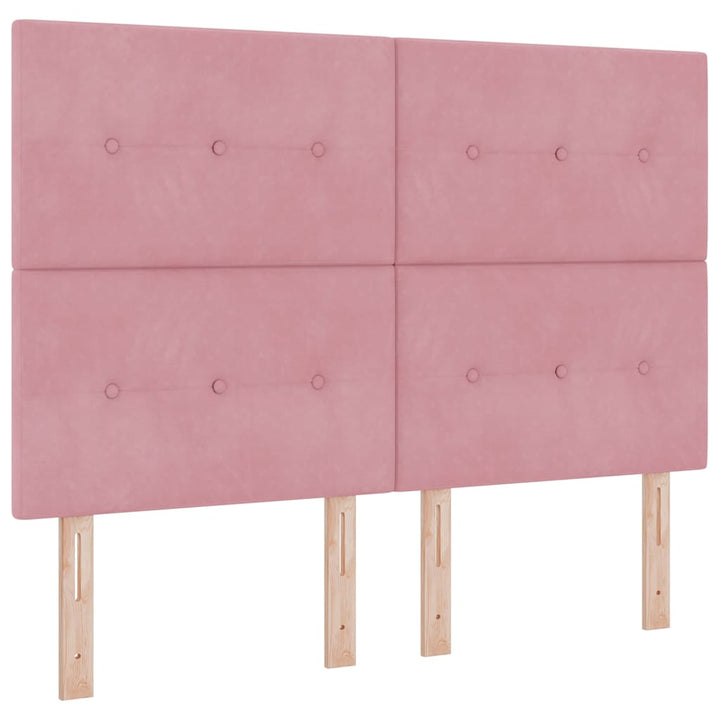 Bäddfjäder Med Huvudgavel Rosa 160 X 200 Cm Sammet