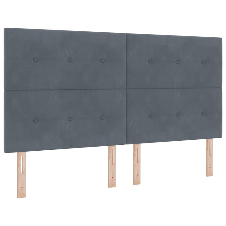 Bäddfjäder Med Huvudgavel Mörkgrå 180 X 200 Cm Sammet