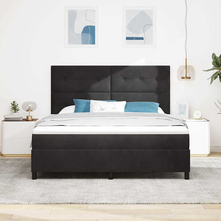 Bäddfjäder Med Huvudgavel Svart 180 X 200 Cm Sammet