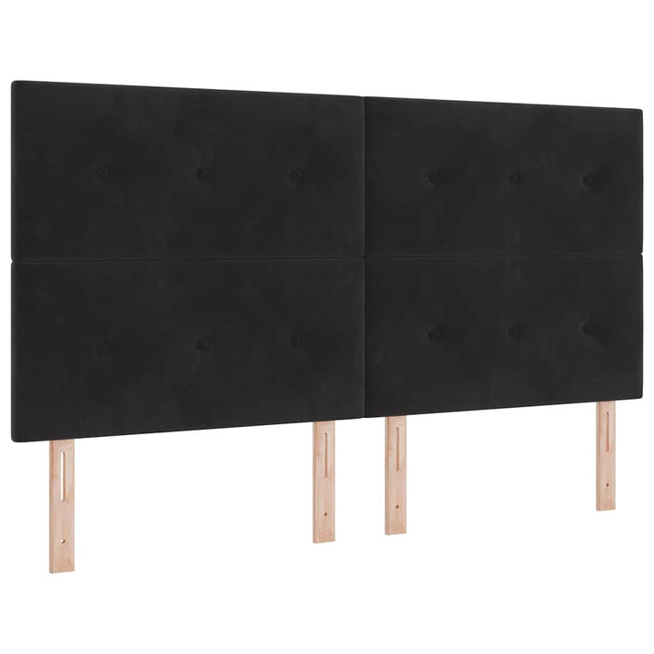 Bäddfjäder Med Huvudgavel Svart 180 X 200 Cm Sammet