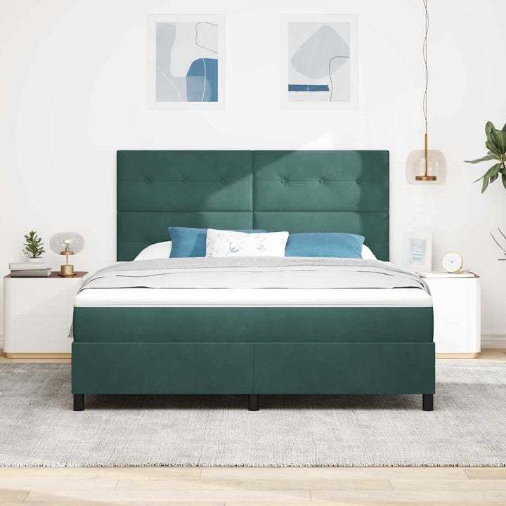 Bäddfjäder Med Huvudgavel Mörkgrön 180 X 200 Cm Sammet