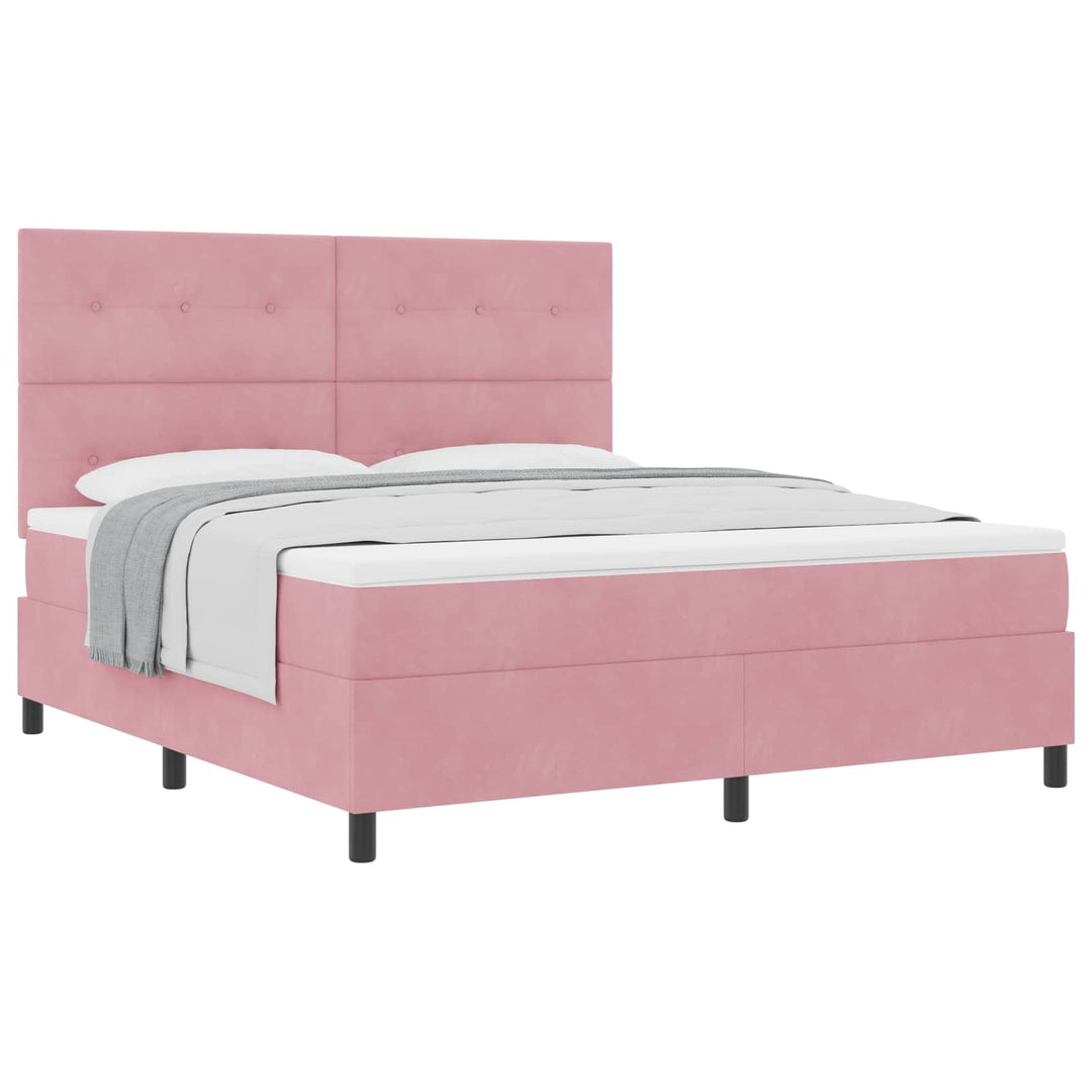 Bäddfjäder Med Madrass Med Huvudgavel Rosa 180 X 200 Cm Sammet
