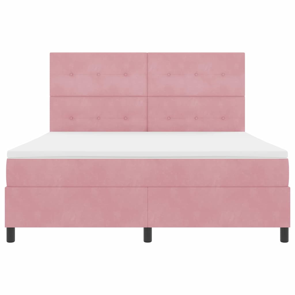 Bäddfjäder Med Madrass Med Huvudgavel Rosa 180 X 200 Cm Sammet