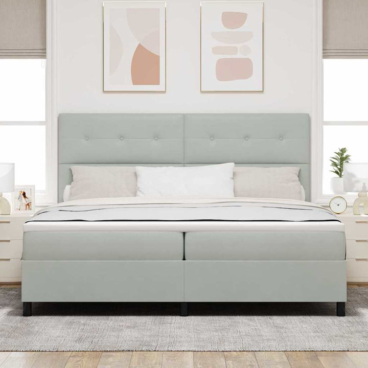 Bäddfjäder Med Huvudgavel Ljusgrå 200 X 200 Cm Sammet