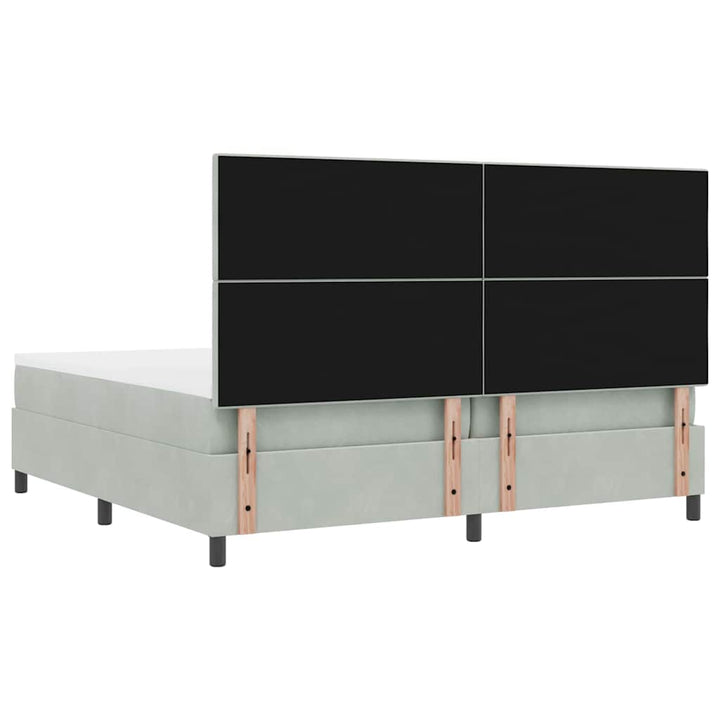 Bäddfjäder Med Huvudgavel Ljusgrå 200 X 200 Cm Sammet