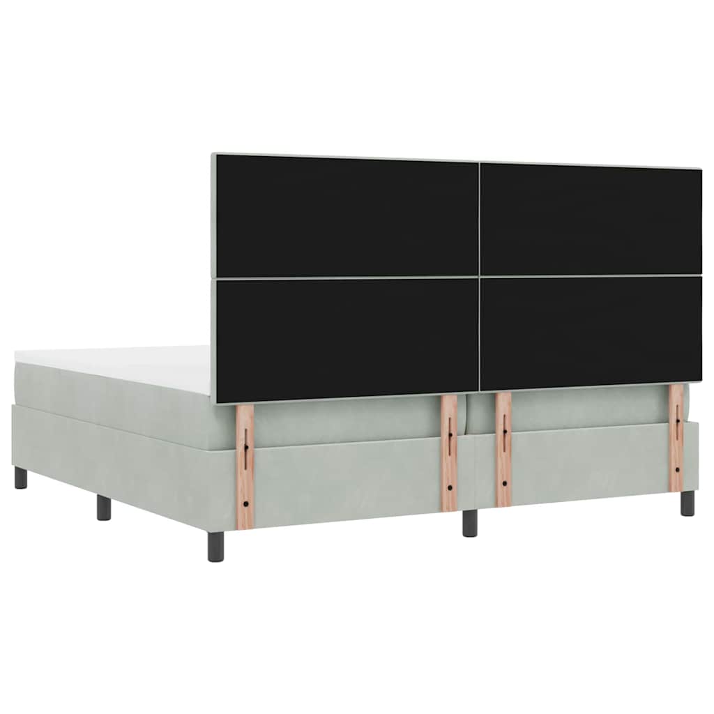 Bäddfjäder Med Huvudgavel Ljusgrå 200 X 200 Cm Sammet