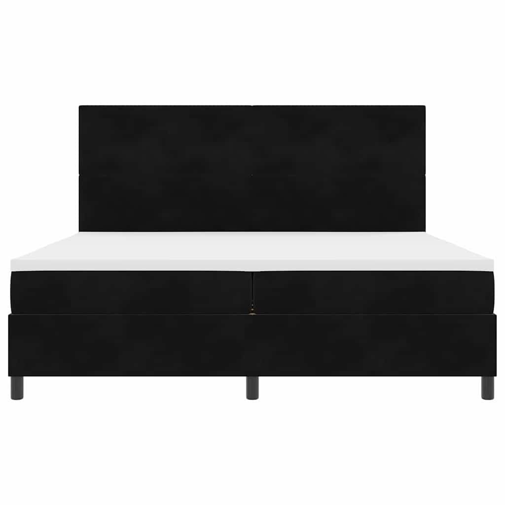 Bäddfjäder Med Huvudgavel Svart 200 X 200 Cm Sammet