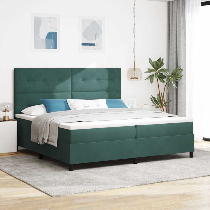 Bäddfjäder Med Huvudgavel Mörkgrön 200 X 200 Cm Sammet