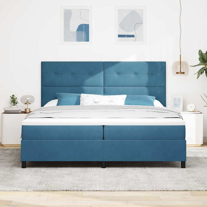 Bäddfjäder Med Huvudgavel Mörkblå 200 X 200 Cm Sammet