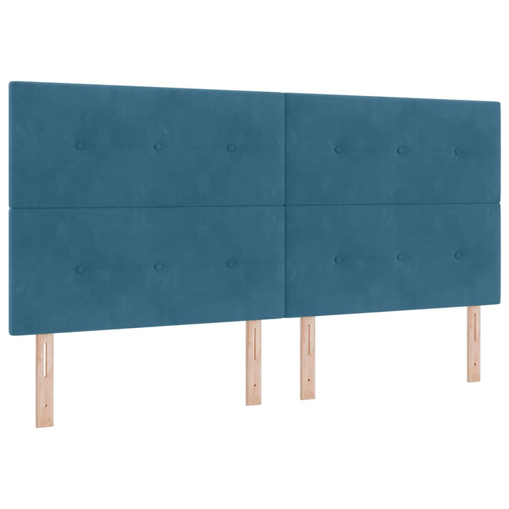 Bäddfjäder Med Huvudgavel Mörkblå 200 X 200 Cm Sammet