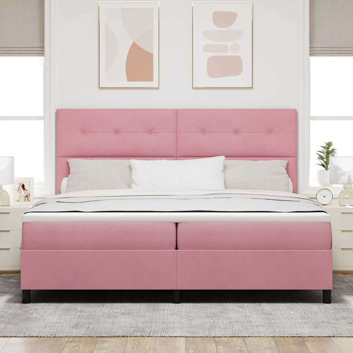 Bäddfjäder Med Huvudgavel Rosa 200 X 200 Cm Sammet