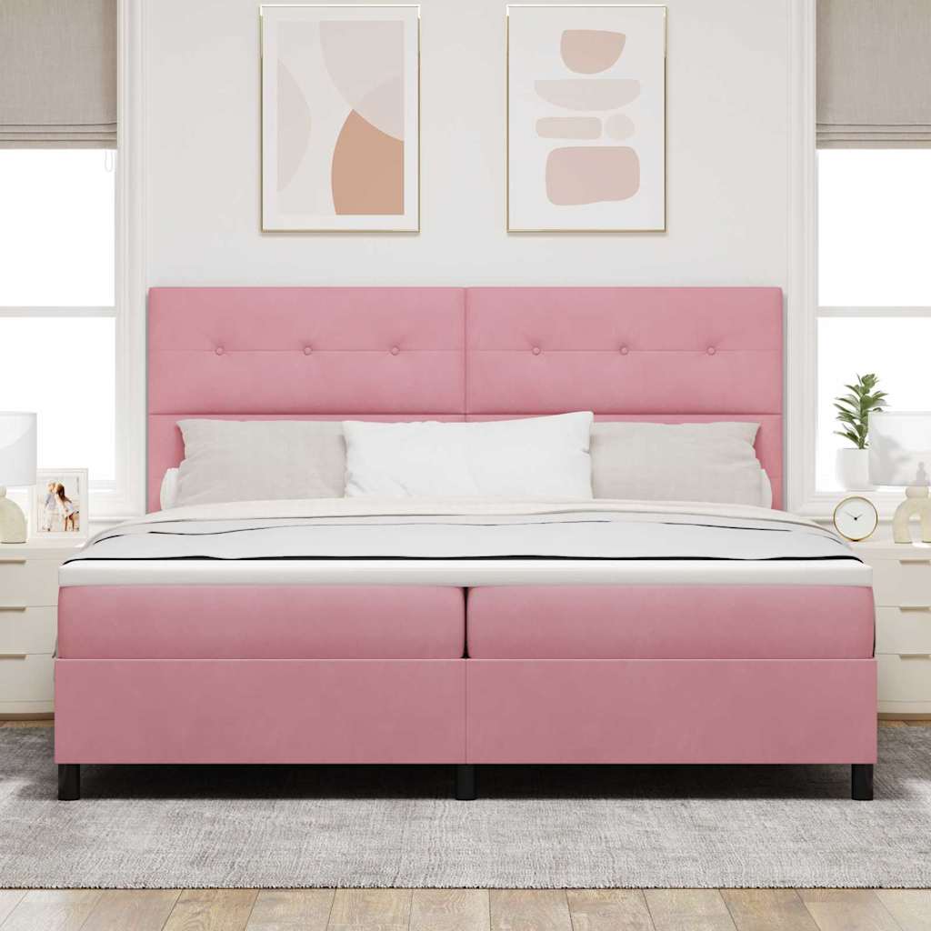 Bäddfjäder Med Huvudgavel Rosa 200 X 200 Cm Sammet