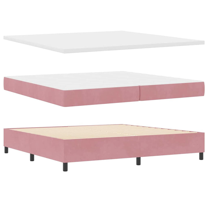 Bäddfjäder Med Huvudgavel Rosa 200 X 200 Cm Sammet