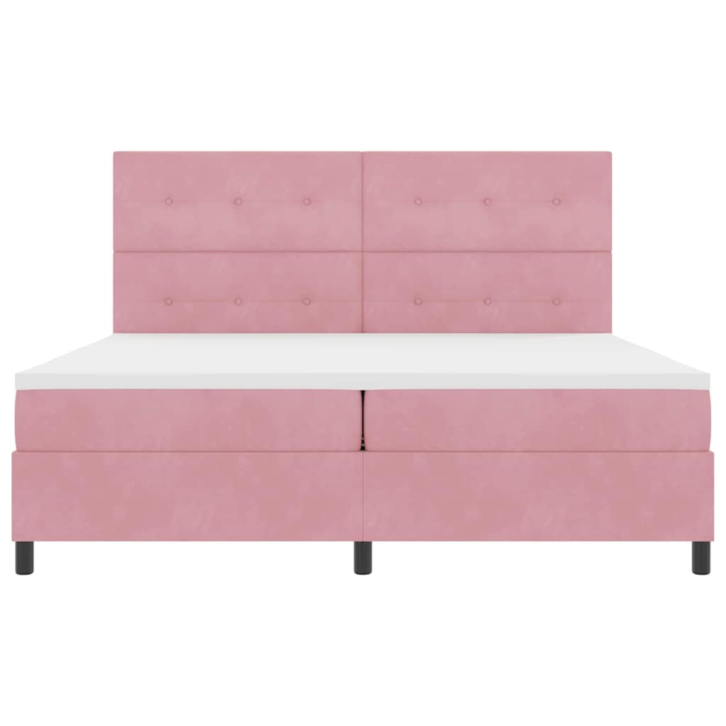 Bäddfjäder Med Huvudgavel Rosa 200 X 200 Cm Sammet