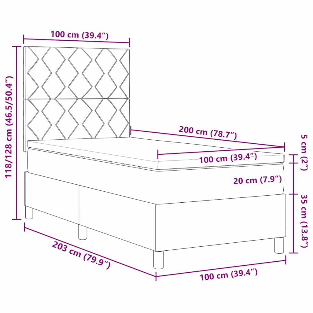 Bäddfjäder Med Madrass Med Huvudgavel Svart 100 X 200 Cm Sammet