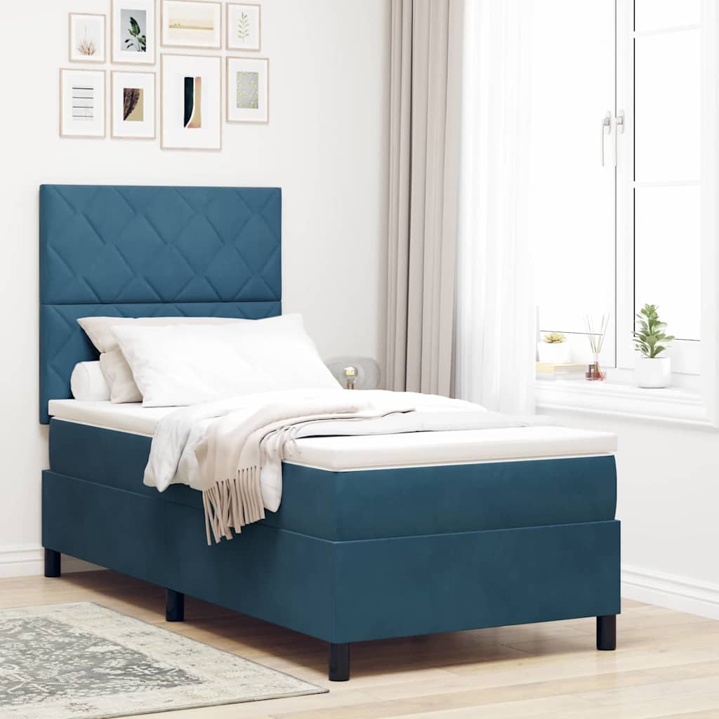 Bäddfjäder Med Huvudgavel Mörkblå 100 X 200 Cm Sammet