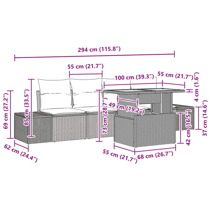 Trädgårdsmöbelset 5 St 4-Antal Sittplatser Svart Och Blågrönt
