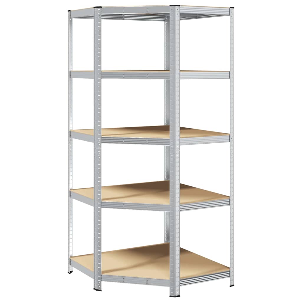 Hörnhylla Med Hylla Silver 90 X 90 X 198 Cm Konstruerat Trä