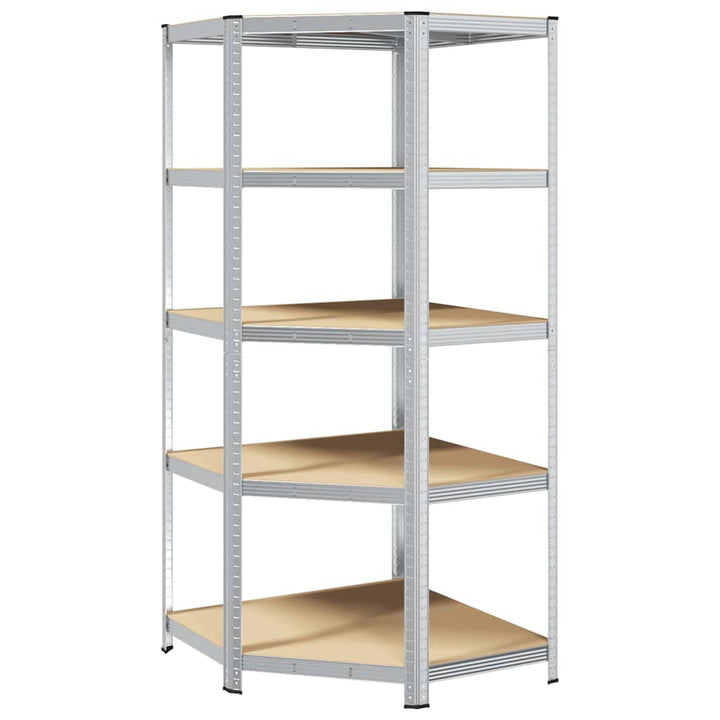Hörnhylla Med Hylla Silver 90 X 90 X 198 Cm Konstruerat Trä