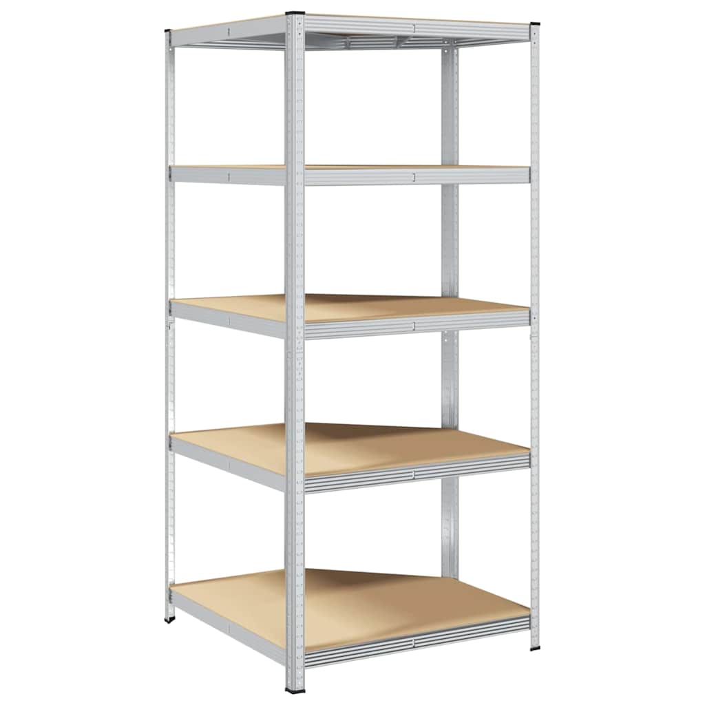 Hörnhylla Med Hylla Silver 90 X 90 X 198 Cm Konstruerat Trä