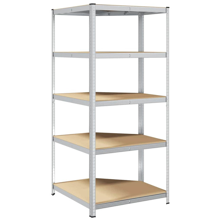 Hörnhylla Med Hylla Silver 90 X 90 X 198 Cm Konstruerat Trä