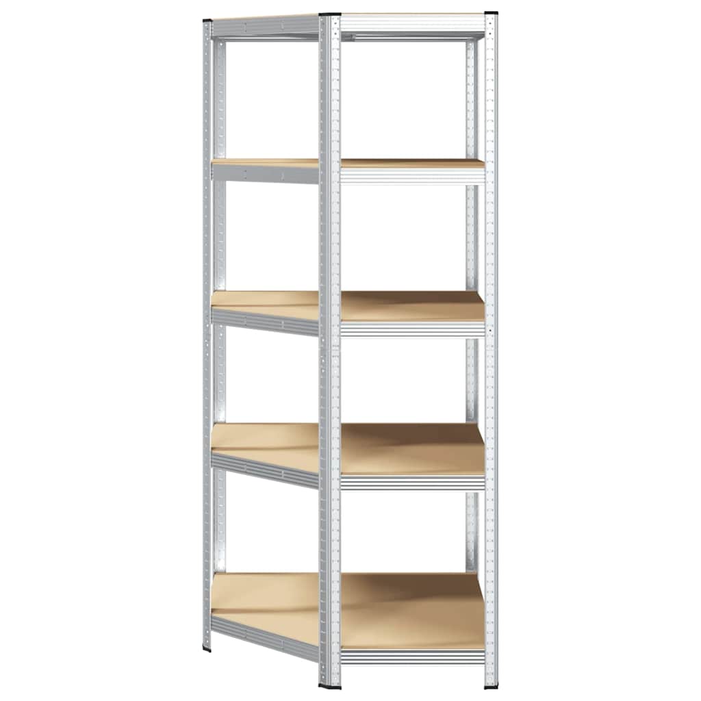 Hörnhylla Med Hylla Silver 90 X 90 X 198 Cm Konstruerat Trä